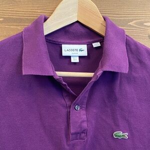 Lacoste Men's Size Medium Deep Purple Polo Shirt with Crocodile Logo Preppy